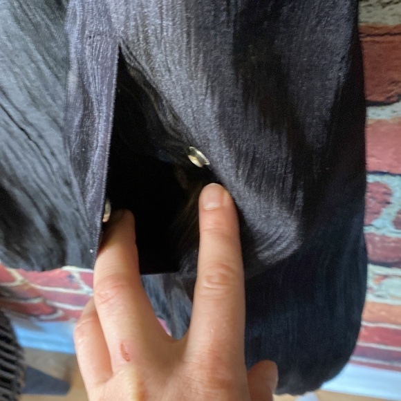 Jones New York Shinny Black Rayon Puff Sleeve Spring Summer Jacket Size M - Picture 12 of 14